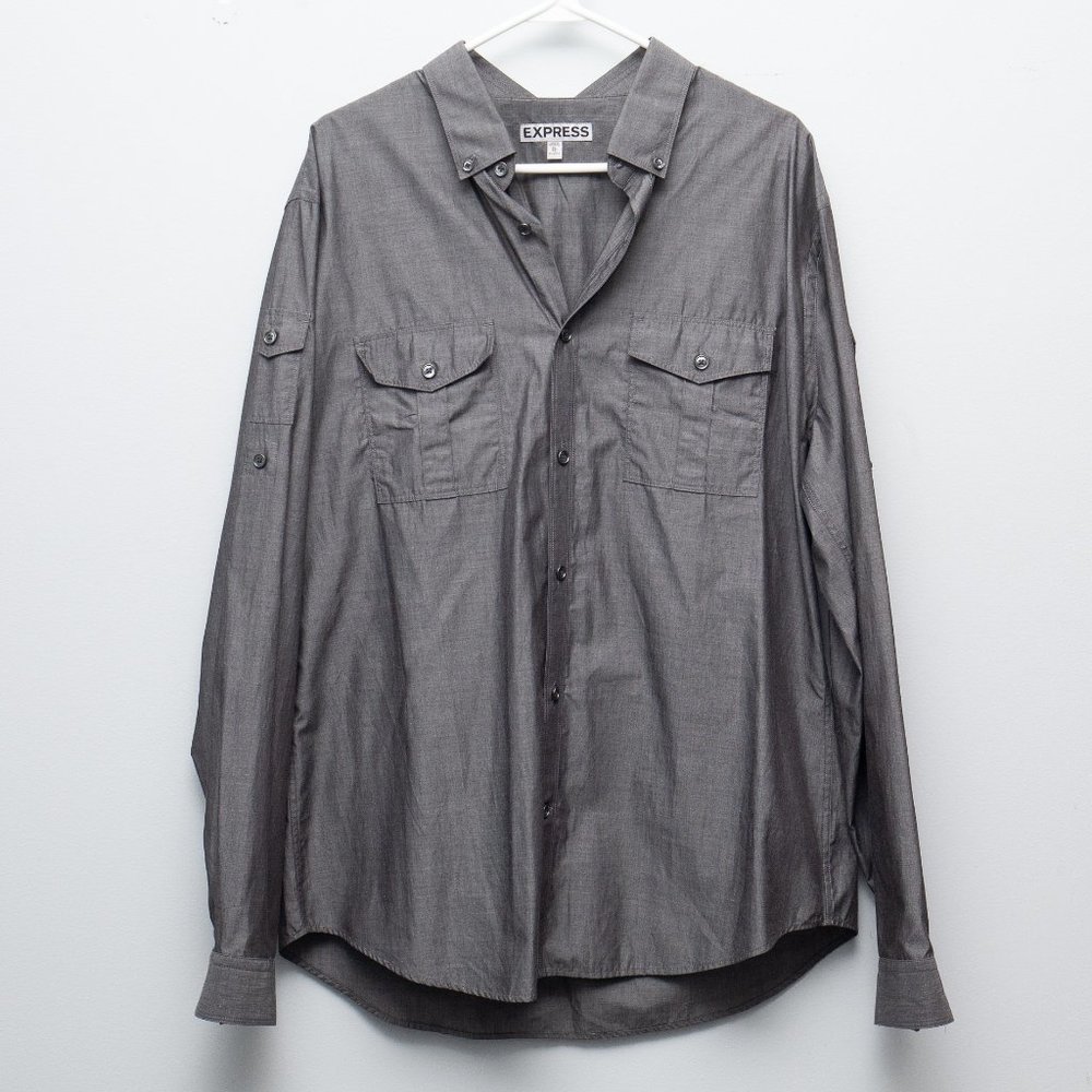 Metallic gray Men's button down shirt